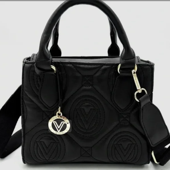 Valentino Orlandi Black Crossbody Bag with Gold Accents - Picture 2 of 6